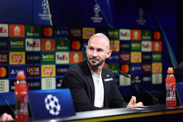 SOCCER - UEFA CL, Dortmund vs Sturm DORTMUND,GERMANY,04.NOV.24 - SOCCER - UEFA Champions League, Borussia Dortmund vs SK Sturm Graz, preview, press conference, PK, Pressekonferenz Sturm. Image shows head coach Christian Ilzer (Sturm).  GEPAxpictures xChrisxBauer