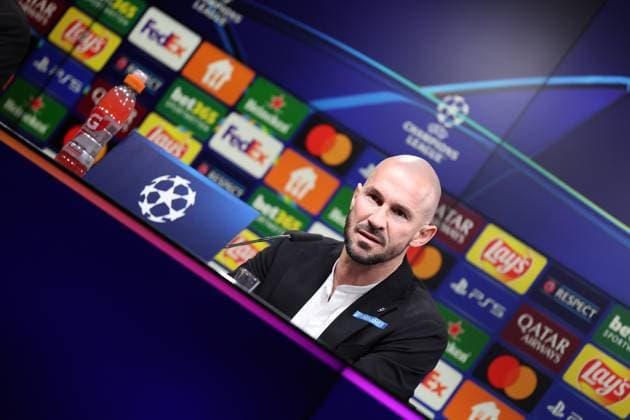 SOCCER - UEFA CL, Dortmund vs Sturm DORTMUND,GERMANY,04.NOV.24 - SOCCER - UEFA Champions League, Borussia Dortmund vs SK Sturm Graz, preview, press conference, PK, Pressekonferenz Sturm. Image shows head coach Christian Ilzer (Sturm).  GEPAxpictures xChrisxBauer