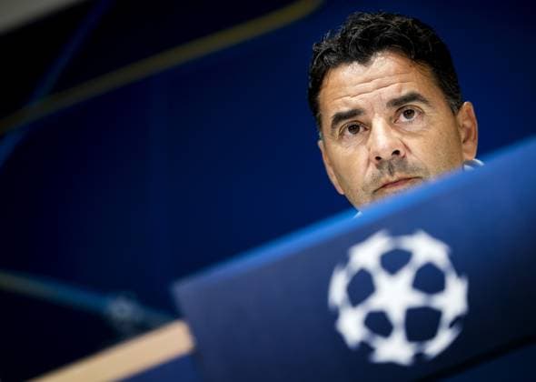 EINDHOVEN - Coach Michel Sanchez of Girona FC during a press conference, PK, Pressekonferenz prior to the Champions League match between PSV and Girona FC. ANP KOEN VAN WEEL xVIxANPxSportx xxANPxIVx 512691743 originalFilename: 512691743.jpg