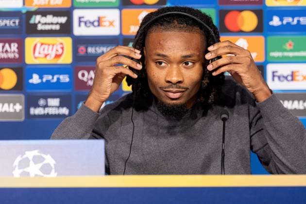 CHAMPIONS LEAGUE - LOSC - TURIN PHOTOPQR VOIX DU NORD PASCAL BONNIERE ; 04 11 2024 ; VILLENEUVE D ASCQ 04.11.2024 conference de presse de la champions league , avant le match entre le LOSC et la Juventus de Turin, KHEPHREN THURAM . PHOTO PASCAL BONNIERE LA VOIX DU NORD press conference, PK, Pressekonferenz on the eve of their UEFA Champions League football match against LOSC and Juventus de Turin France November 4, 2024 France  Copyright: xPHOTOPQR VOIXxDUxNORD MAXPPPxPASCALxBONNIEREx 20241104VDN8166 20241104VDN8166