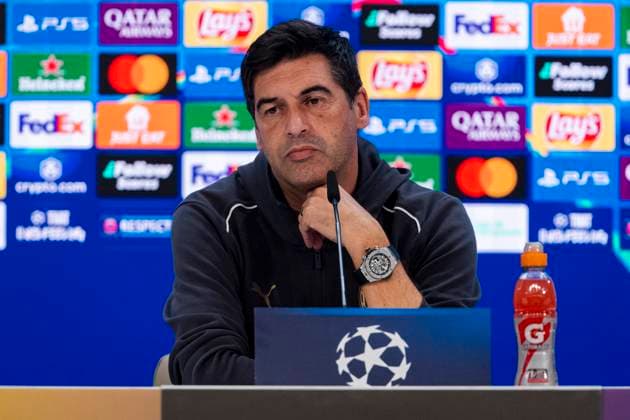 Champions League 2024 25 League Phase MD4: AC Milan Training Session and press conference, PK, Pressekonferenz Paulo Fonseca, head coach of AC Milan, seen speaking during the UEFA Champions League 2024 25 League Phase MD4 training and press conference at Estadio Santiago Bernabeu on November 4, 2024 in Madrid, Spain. Madrid Estadio Santiago Bernabeu Madrid Spain Copyright: xAlbertoxGardinx AGardin_20241104_Football_Champions_Milan_PC_003