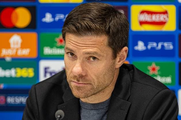 Football - UEFA Champions League - League Phase - Liverpool FC v Bayer 04 Leverkusen - MD-1 LIVERPOOL, ENGLAND - Monday, November 4, 2024: Bayer Leverkusen s head coach Xabi Alonso during a press conference, PK, Pressekonferenz at Anfield ahead of the UEFA Champions League game between Liverpool FC and Bayer 04 Leverkusen. (Photo by David Rawcliffe Propaganda) LIVERPOOL Anfield MERSEYSIDE ENGLAND  Copyright: xDavidxRawcliffex P2024-11-04-Liverpool_Leverkusen_MD-1-60