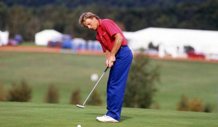 11.10.87 Golf Mönsheim Langer Deutschland, Mönsheim, 11.10.1987, Golf, German Masters: Bernhard Langer. *** 11 10 87 Golf Mönsheim Langer Germany, Mönsheim, 11 10 1987, Golf, German Masters Bernhard Langer