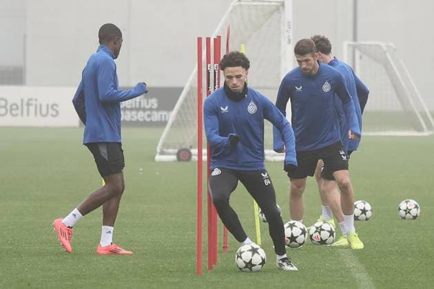 Club Brugge v Aston Villa - UEFA Champions League - Media activities KNOKKE-HEIST, BELGIUM - NOVEMBER 05 : Sabbe Kyriani defender of Club Brugge during a training session prior to the UEFA Champions League phase matchday between Club Brugge and Aston Villa on November 5, 2024 in Knokke-Heist, Belgium, 05 11 2024 Knokke-Heist Belgium  Copyright: xPeterxDexVoechtx