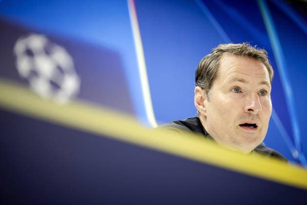 ROTTERDAM - Feyenoord coach Brian Priske of Feyenoord during a press conference, PK, Pressekonferenz at De Kuip prior to the Champions League match against FC Red Bull Salzburg. ANP ROBIN VAN LONKHUIJSEN xVIxANPxSportx xxANPxIVx 512749690 originalFilename: 512749690.jpg