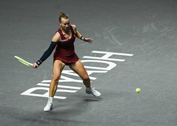 WTA, Tennis Damen Finals 2024 - Day 4 RIYADH, SAUDI ARABIA - NOVEMBER 05: Barbora Krejcikova of Czech Republic during her match against Jessica Pegula of USA, on day 4 of the 2024 WTA Finals, part of the Hologic WTA Tour, held at King Saud University Indoor Arena on November 05, 2024, in Riyadh, Saudi Arabia. Riyadh Saudi Arabia  Copyright: xArturxWidakx originalFilename:widak-wtafinal241105_npW1t.jpg