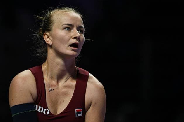 WTA, Tennis Damen Finals 2024 - Day 4 RIYADH, SAUDI ARABIA - NOVEMBER 05: Barbora Krejcikova of Czech Republic during her match against Jessica Pegula of USA, on day 4 of the 2024 WTA Finals, part of the Hologic WTA Tour, held at King Saud University Indoor Arena on November 05, 2024, in Riyadh, Saudi Arabia. Riyadh Saudi Arabia  Copyright: xArturxWidakx originalFilename:widak-wtafinal241105_npWhJ.jpg