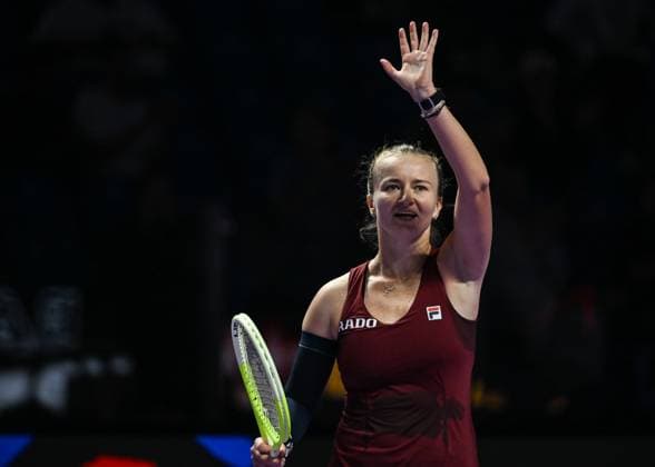WTA, Tennis Damen Finals 2024 - Day 4 RIYADH, SAUDI ARABIA - NOVEMBER 05: Barbora Krejcikova of Czech Republic celebrates after winning her match against Jessica Pegula of USA, on day 4 of the 2024 WTA Finals, part of the Hologic WTA Tour, held at King Saud University Indoor Arena on November 05, 2024, in Riyadh, Saudi Arabia. Riyadh Saudi Arabia  Copyright: xArturxWidakx originalFilename:widak-wtafinal241105_np1yx.jpg
