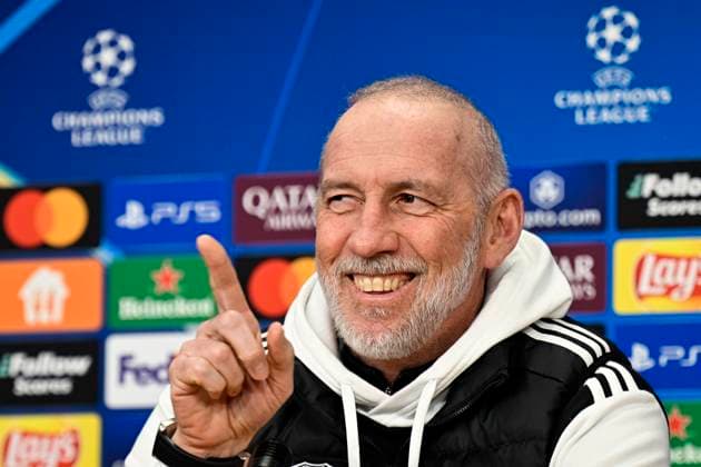 Head coach Eric Roy speaks during a press conference, PK, Pressekonferenz of Stade Brest team prior to the Champions League 4th round match Sparta Prague (Czech) vs Stade Brest (France), in Prague, Czech Republic, on November 5, 2024. (CTKxPhoto VitxSimanek) CTKPhotoP2024110507220  CTKPhotoP2024110507220