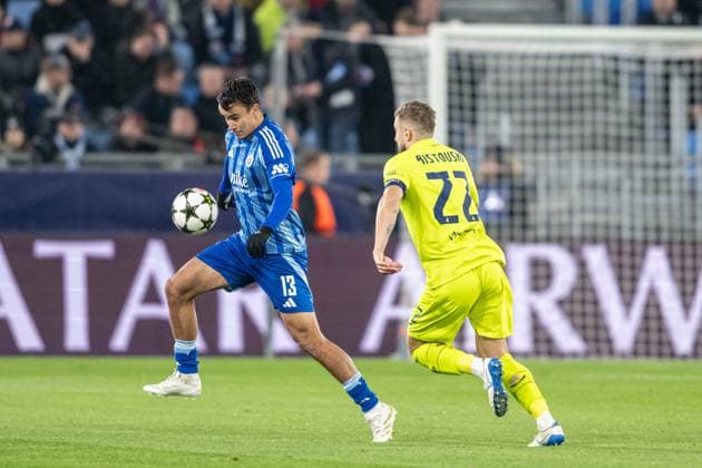 David Strelec during UEFA Champions league match, SK Slovan Bratislava - GNK Dinamo Zagreb , 05. november 2024, Tehelne pole Stadium, Bratislava, Slovakia Copyright: xMICHALxFAJT,ZOSPORTU.SKx DSC_4148