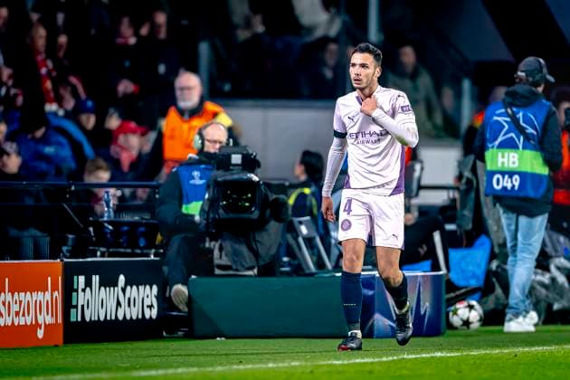 Girona FC defender Arnau Martinez gets a red card and leaves the pitch, during the match PSV - Girona at the Philips stadium for the UEFA Champions League - League phase - Matchday 4 season 2024-2025 in EINDHOVEN, Netherlands on 5 november 2024, (photo by Marcel van Dorst EYE4images DeFodi Images) not used in POL SRB CRO FRA GBR NED ITA USA Defodi-746_198124
