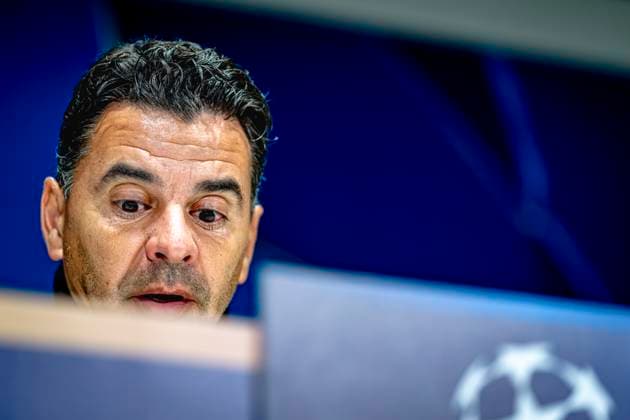 Girona FC trainer Miguel Angel Sanchez Munoz (Michel) during te press conference, PK, Pressekonferenz after the match , during the match PSV - Girona at the Philips stadium for the UEFA Champions League - League phase - Matchday 4 season 2024-2025 in EINDHOVEN, Netherlands on 5 november 2024, (photo by Marcel van Dorst EYE4images DeFodi Images) not used in POL SRB CRO FRA GBR NED ITA USA Defodi-746_198161