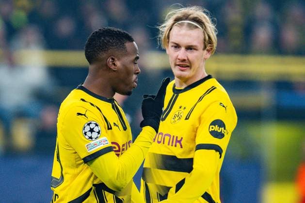 05.11.2024, Borussia Dortmund vs. Sturm Graz, UEFA Champions League, 4. Spieltag Julian Brandt (Borussia Dortmund, 10) Jamie Gittens (Borussia Dortmund, 43) Copyright: xBahhoxKarax