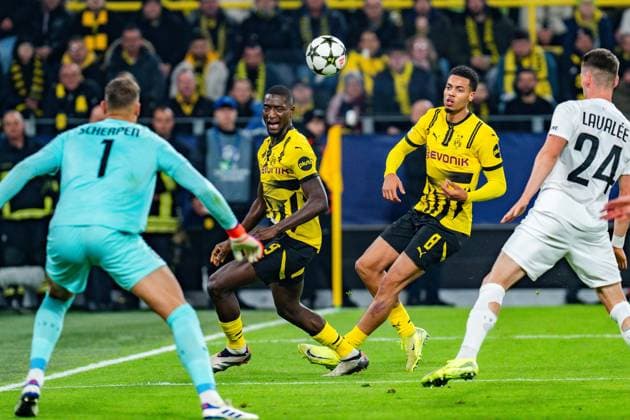 05.11.2024, Borussia Dortmund vs. Sturm Graz, UEFA Champions League, 4. Spieltag Serhou Guirassy (Borussia Dortmund, 9) Felix Nmecha (Borussia Dortmund, 8) Copyright: xBahhoxKarax