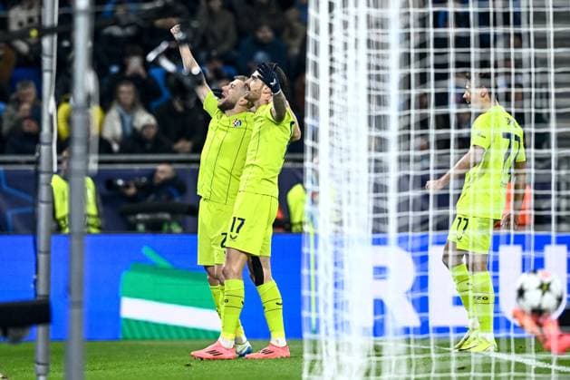 SK Slovan Bratislava v GNK Dinamo - UEFA Champions League 2024 25 League Phase MD4 Sandro Kulenovic and Stefan Ristovski of Dinamo Zagreb celebrates team s fourth goal during the UEFA Champions League 2024 25 League Phase MD4 match between SK Slovan Bratislava and GNK Dinamo at National football stadium on November 5, 2024 in Bratislava, Slovakia.  MarkoxLukunic PIXSELL