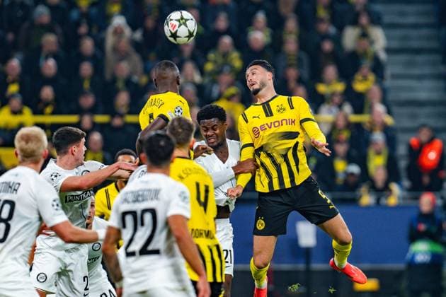 05.11.2024, Borussia Dortmund vs. Sturm Graz, UEFA Champions League, 4. Spieltag Serhou Guirassy (Borussia Dortmund, 9) Ramy Bensebaini (Borussia Dortmund, 5) Copyright: xBahhoxKarax