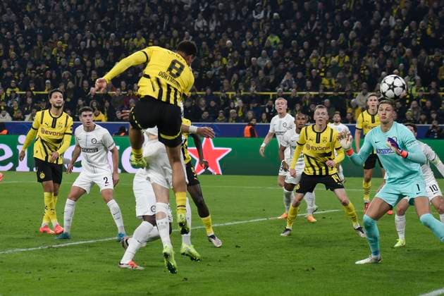 Strafraumszene Torchance von Felix Nmecha (Dortmund 8) 05.11.2024 Fussball, Champions League, Borussia Dortmund vs Sturm Graz, Signal Iduna Park, Dortmund, NRW Germany