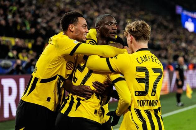 UEFA Champions League: Borussia Dortmund - SK Sturm Graz; 05.11.2024 Jubel zum 1:0 durch Donyell Malen (Borussia Dortmund, 21) Felix Nmecha (Borussia Dortmund, 8), Serhou Guirassy (Borussia Dortmund, 9), Cole Campbell (Borussia Dortmund, 37) UEFA Champions League: Borussia Dortmund - SK Sturm Graz, Dortmund, SIGNAL IDUNA PARK Copyright: xBEAUTIFULxSPORTS Wunderlx