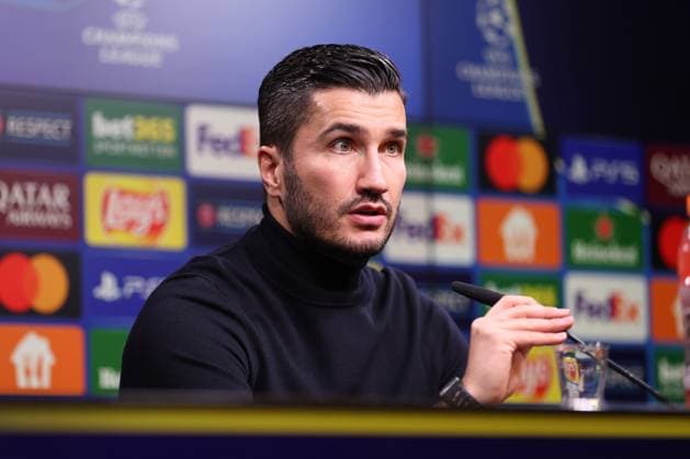 05.11.2024, Fußball, UEFA Champions League, Borussia Dortmund - SK Sturm Graz, 4. Spieltag, Signal Iduna Park, Saison 2024 2025: Trainer Nuri Sahin (Cheftrainer BVB) bei der Pressekonferenz nach dem Spiel Nordrhein-Westfalen Deutschland