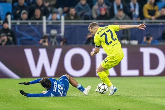 David Strelec on pitch during UEFA Champions league match, SK Slovan Bratislava - GNK Dinamo Zagreb , 05. november 2024, Tehelne pole Stadium, Bratislava, Slovakia Copyright: xMICHALxFAJT,ZOSPORTU.SKx DSC_4156