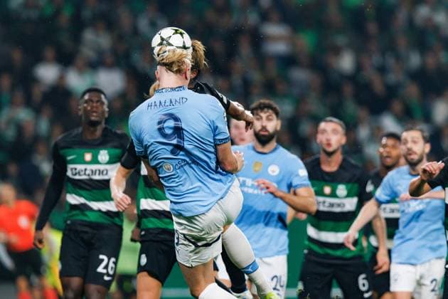 Sporting CP Vs Manchester City FC in Lisbon - 05 Nov 2024 Erling Haaland (Manchester City FC) seen in action during the UEFA Champions League game between teams of Sporting CP and Manchester City FC. Final score; Sporting 4:1 Manchester City Lisbon Portugal Copyright: xMaciejxRogowskix xSOPAxImagesx MROGOWSKI_scpcity2425-14