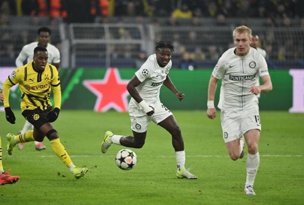 Seedy Jatta (Sturm Graz), mi. 05.11.2024, Fussball UEFA Champions League 2024 25, 4. Spieltag Borussia Dortmund - SK Sturm Graz 1:0 Dortmund Signal Iduna Park Nordrhein Westfalen Deutschland