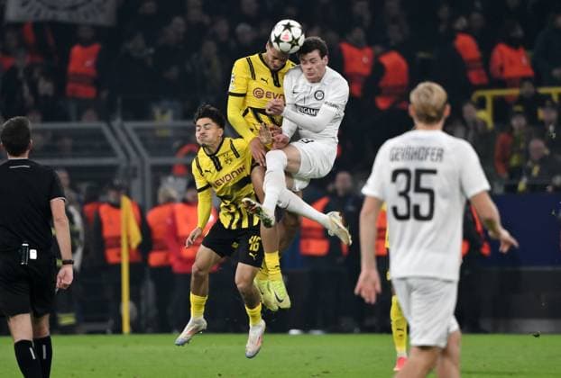 v.li., Ayman Azhil (BVB), Felix Nmecha (Borussia Dortmund), Erencan Yardimci (Sturm Graz), Erencan YardÄ±mcÄ± 05.11.2024, Fussball UEFA Champions League 2024 25, 4. Spieltag Borussia Dortmund - SK Sturm Graz 1:0 Dortmund Signal Iduna Park Nordrhein Westfalen Deutschland