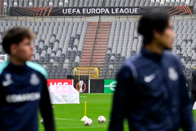 Media activities Royale Union Saint-Gilloise - UEFA Europa League BRUSSEL, BELGIUM - NOVEMBER 06 : illustration Europa League pictured during a training session prior the UEFA Europa League phase match between Royale Union Saint-Gilloise and AS Roma on November 6, 2024 in Brussel, Belgium, 06 11 2024 Brussel Belgium  Copyright: xPeterxDexVoechtx