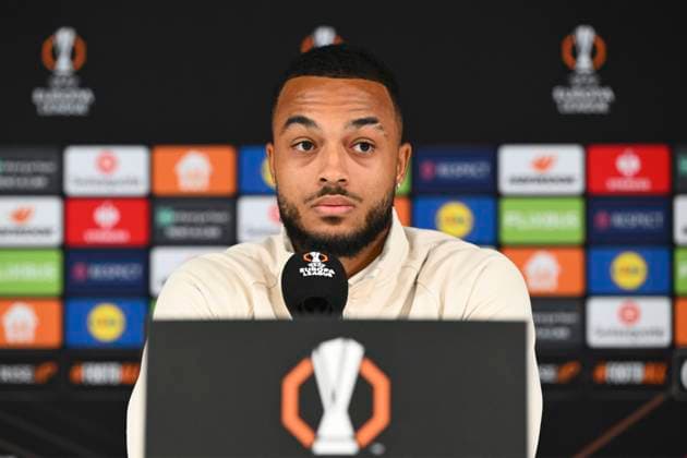 KF RFS v RSC Anderlecht - UEFA Europa League Media Activities 06 11 2024 RIGA DAUGAVA, LATVIA - NOVEMBER 06 : Sardella Killian defender of RSC Anderlecht talking to the press during a press conference, PK, Pressekonferenz prior to the UEFA Europa League phase matchday 4 between KF RFS and RSC Anderlecht on November 6, 2024 in Riga Daugava, Latvia, 06 11 2024 Riga Daugava Latvia  Copyright: xVincentxKalutx