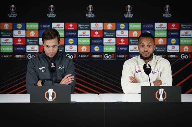 a press conference, PK, Pressekonferenz of Belgian first division team RSC Anderlecht, in Riga, Latvia, Wednesday 06 November 2024. Tomorrow, RSC Anderlecht will play against Lituanian team RFS on the fourth day of the group stage of the UEFA Europa League tournament. VIRGINIExLEFOUR  x104720680x