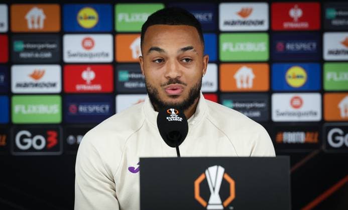 Anderlecht s Killian Sardella pictured during a press conference, PK, Pressekonferenz of Belgian first division team RSC Anderlecht, in Riga, Latvia, Wednesday 06 November 2024. Tomorrow, RSC Anderlecht will play against Lituanian team RFS on the fourth day of the group stage of the UEFA Europa League tournament. VIRGINIExLEFOUR  x104721663x