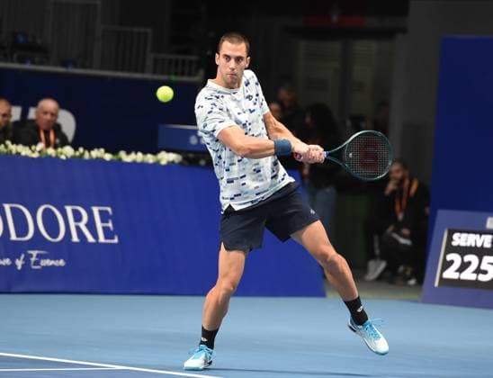 LASLO DJERE vs DUJE AJDUKOVIC LASLO DJERE, tennis player of Serbia, at Belgrade Open ATP, Tennis Herren match, ageinst DUJE AJDUKOVIC Croatia, at Belgrade arena. Belgrade, 06.11.2024. foto: Nebojsa Parausic MN Press TENNIS, BELGRADE OPEN, ATP Belgrade Belgrade Arena Serbia Copyright: xNebojsaxParausicx xMNxPressx