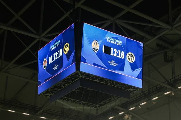 Fussball, UEFA Champions League Saison 2024 2025 Ligaphase 4.Spieltag FC Shakhtar Donetsk - BSC Young Boys 06.11.2024, Arena AufSchalke Videowürfel Gelsenkirchen Arena AufSchalke VELTINS-Arena Nordrhein-Westfahlen Deutschland