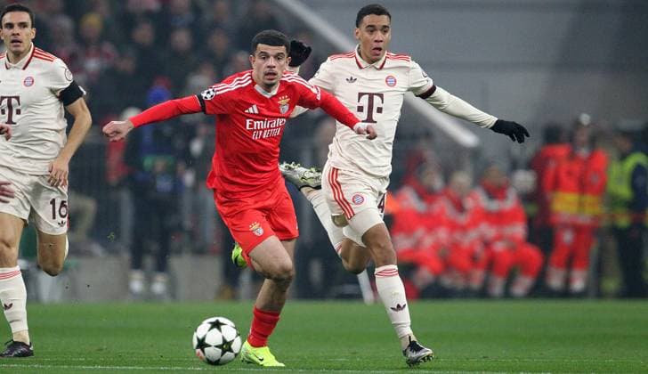 Amdouni - Musiala , UEFA Champions League FC Bayern München-Benfica Lissabon, Fußball in der Allianz Arena Stadion , München , Bayern, Deutschland . November 06, 2024 . Photo by: Davide Elias Ipa Photo Pressefoto DENL Copyright: xDavidexEliasx