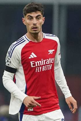 Kai Havertz of Arsenal Inter Milan v Arsenal, UEFA Champions League, Group Stage, Football, San Siro Stadium, Milan, Italy - 06 Nov 2024 EDITORIAL USE ONLY No use with unauthorised audio, video, data, fixture lists, club league logos or live services. Online in-match use limited to 120 images, no video emulation. No use in betting, games or single club league player publications.  Copyright: xRemotePhotoPress Shutterstockx 14873845ab