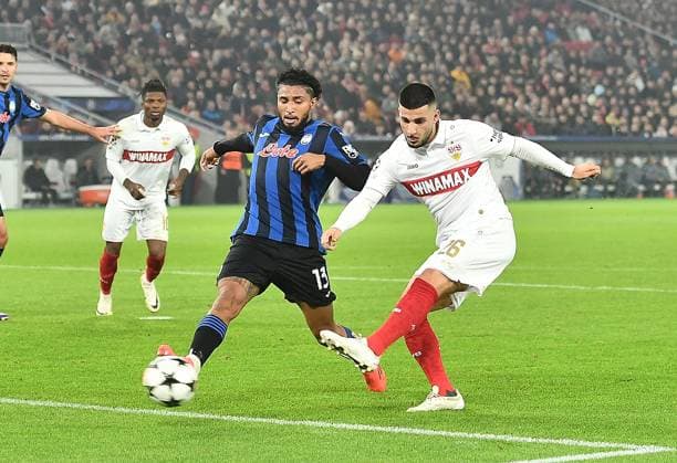 06.11.2024, xhbx, Fussball UEFA Champions League, VfB Stuttgart - Atalanta Bergamo emspor, v.l. Ederson (Atalanta Bergamo), Deniz Undav (VfB Stuttgart) (DFL DFB REGULATIONS PROHIBIT ANY USE OF PHOTOGRAPHS as IMAGE SEQUENCES and or QUASI-VIDEO) Stuttgart