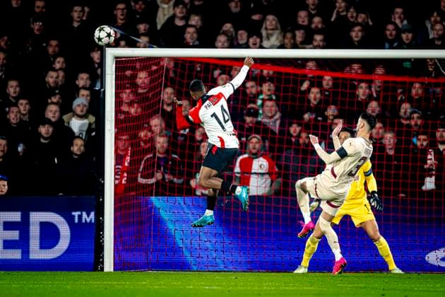 Feyenoord Rotterdam forwarder Igor Paixao, during the match Feyenoord - Salzburg at the Feyenoord stadium De Kuip for the UEFA Champions League - League phase - Matchday 4 season 2024-2025 in ROTTERDAM, Netherlands on 6 november 2024, (photo by Marcel van Dorst EYE4images DeFodi Images) not used in POL SRB CRO FRA GBR NED ITA USA Defodi-746_198448