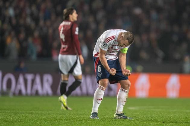 Brendan Chardonnet a winning match celebrate during UEFA Champions league match, AC Sparta Prague - Stade Brest , 06. november 2024, Epet Arena, Prague, Czech republic Copyright: xMICHALxFAJT,ZOSPORTU.SKx DSC_6131