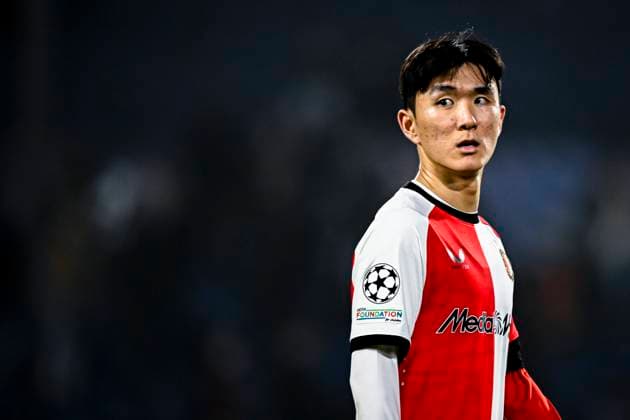 Feyenoord Rotterdam midfielder Inbeom Hwang, during the match Feyenoord - Salzburg at the Feyenoord stadium De Kuip for the UEFA Champions League - League phase - Matchday 4 season 2024-2025 in ROTTERDAM, Netherlands on 6 november 2024, (photo by Stefan Koops EYE4images DeFodi Images) not used in POL SRB CRO FRA GBR NED ITA USA Defodi-746_198588