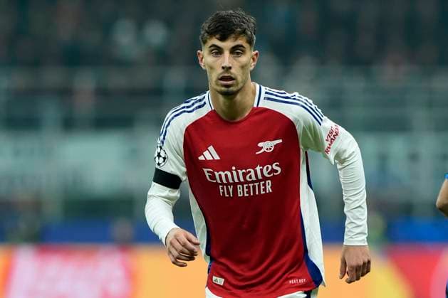 Kai Havertz of Arsenal FC during the Uefa Champions League match between FC Internazionale and Arsenal at Stadio Giuseppe Meazza Milan Italy on 06 November 2024. Milan Stadio Giuseppe Meazza Milan Italy Copyright: xPhotoxGoalxPixx SP24-1038-056