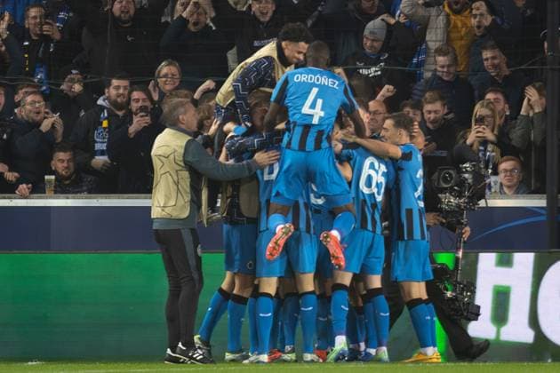 Fußball, CL, FC Brügge - Aston Villa Club Brugge v Aston Villa Champions League 06 11 2024. GOAL1-0 Club Brugge midfielder Hans Vanaken (20) scores and celebrates from the penalty spot during the Champions League match between Club Brugge and Aston Villa at Jan Breydel Stadion, Brugge, Belguim on 6 November 2024. Editorial use only , Copyright: xIanxStephenx PSI-20762-0113