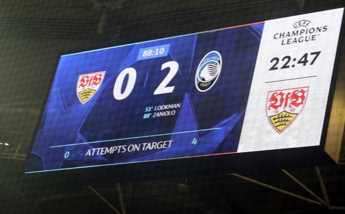 06.11.24 VfB Stuttgart - Atalanta Bergamo Deutschland, Stuttgart, 06.11.2024, Fussball, UEFA Champions League, VfB Stuttgart - Atalanta Bergamo: Anzeigetafel Ergebnis.