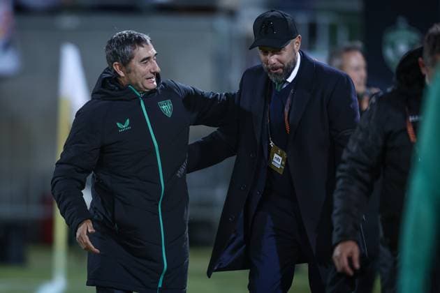 Football - Europa League - Group Stage - PFC Ludogorets - Athletic Club - 07.11.2024 Ernesto Valverde and Igor Jovichevich Bulgaria Copyright: xYulianxTodorovx