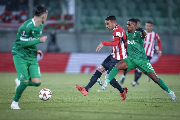 Football - Europa League - Group Stage - PFC Ludogorets - Athletic Club - 07.11.2024 Deroy Duarte (R) Bulgaria Copyright: xYulianxTodorovx