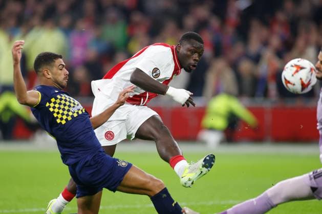AMSTERDAM, 07-11-2024, JohanCruyff Arena , season 2024 2025 , UEFA Europa League match between Ajax and Maccabi Tel Aviv FC, Ajax player Brian Brobbey Ajax - Maccabi Tel Aviv  x26690130x Copyright: