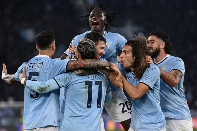 As Roma 07 11 2024 - Europa League Lazio-Porto foto Antonello Sammarco Image nella foto: esultanza gol Alessio Romagnoli 