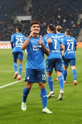 Sport Themen der Woche KW45 Sport Bilder des Tages 07.11.2024, xtvx, Fussball UEFA Europa League, TSG 1899 Hoffenheim - Olympique Lyon emspor, v.l. Goal scored, Tor zum 1:0 Valentin Gendrey (TSG 1899 Hoffenheim) Torjubel, Goal celebration, celebrate the goal, celebrates scoring (DFL DFB REGULATIONS PROHIBIT ANY USE OF PHOTOGRAPHS as IMAGE SEQUENCES and or QUASI-VIDEO) Sinsheim *** 07 11 2024, xtvx, Football UEFA Europa League, TSG 1899 Hoffenheim Olympique Lyon emspor, v l Goal scored, goal to 1 0 Valentin Gendrey TSG 1899 Hoffenheim Torjubel, Goal celebration, celebrate the goal, celebrates scoring DFL DFB REGULATIONS PROHIBIT ANY USE OF PHOTOGRAPHS as IMAGE SEQUENCES and or QUASI VIDEO Sinsheim