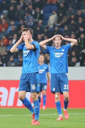 07.11.2024, xtvx, Fussball UEFA Europa League, TSG 1899 Hoffenheim - Olympique Lyon emspor, v.l. Anton Stach (TSG 1899 Hoffenheim) Max Moerstedt (TSG 1899 Hoffenheim) enttaeuscht, enttaeuscht schauend, dissapointed (DFL DFB REGULATIONS PROHIBIT ANY USE OF PHOTOGRAPHS as IMAGE SEQUENCES and or QUASI-VIDEO) Sinsheim