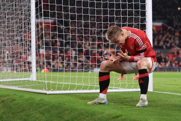 Football - UEFA Europa League - League Phase - Manchester United, ManU v PAOK Salonika 7th November 2024 - UEFA Europa League - League Phase - Manchester United v PAOK Salonika - Rasmus Hojlund of Manchester United reacts - Photo: Simon Stacpoole Offside. Manchester UK Copyright: xSimonxStacpoolexOffside