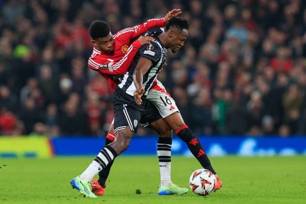 Manchester United, ManU v PAOK Salonica Europa League 07 11 2024. Amad Diallo (16) of Manchester United challenges Abdul Rahman Baba (21) of PAOK Salonika during the Europa League match between Manchester United and PAOK Salonica at Old Trafford, Manchester, England on 7 November 2024. Manchester Old Trafford Greater Manchester England Editorial use only , Copyright: xConorxMolloyx PSI-20778-0082